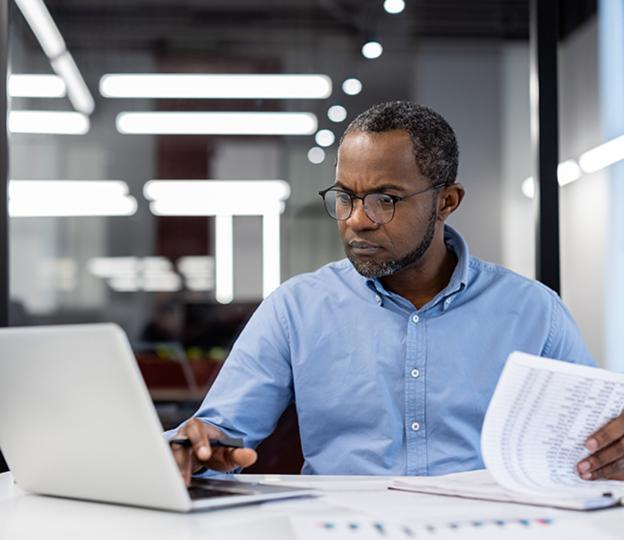 man working on computer