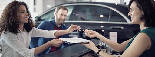 Woman buying car